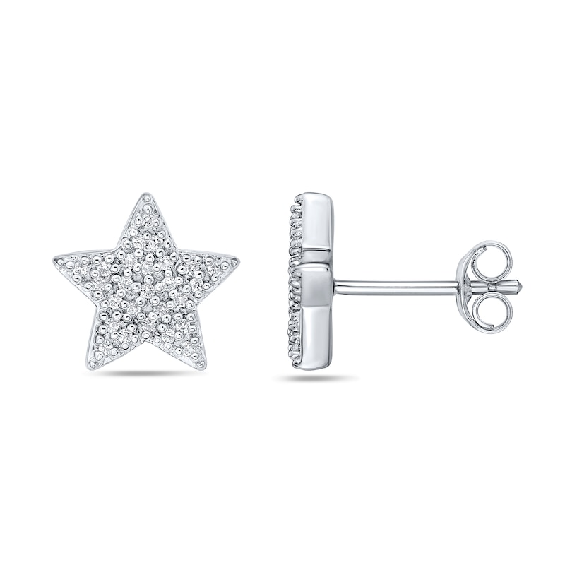 Main Image 3 of 1/6 CT. T.W. Diamond Star Stud Earrings in Sterling Silver