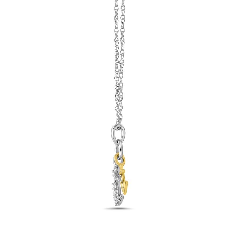 Main Image 3 of 1/10 CT. T.W. Diamond Anchors Double Charm Pendant in 10K Two-Tone Gold