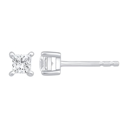 1/3 CT. T.W. Princess-Cut Certified Lab-Created Diamond Solitaire Stud Earrings in Sterling Silver (F/VS2)