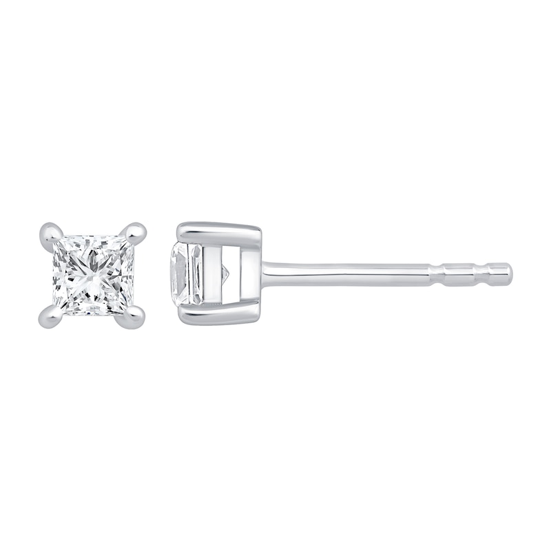 Main Image 1 of 1/3 CT. T.W. Princess-Cut Certified Lab-Created Diamond Solitaire Stud Earrings in Sterling Silver (F/VS2)