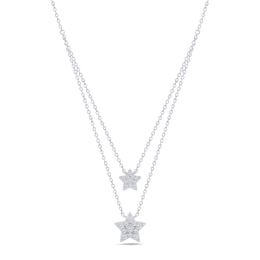 1/5 CT. T.W. Diamond Stars Double Strand Necklace in Sterling Silver