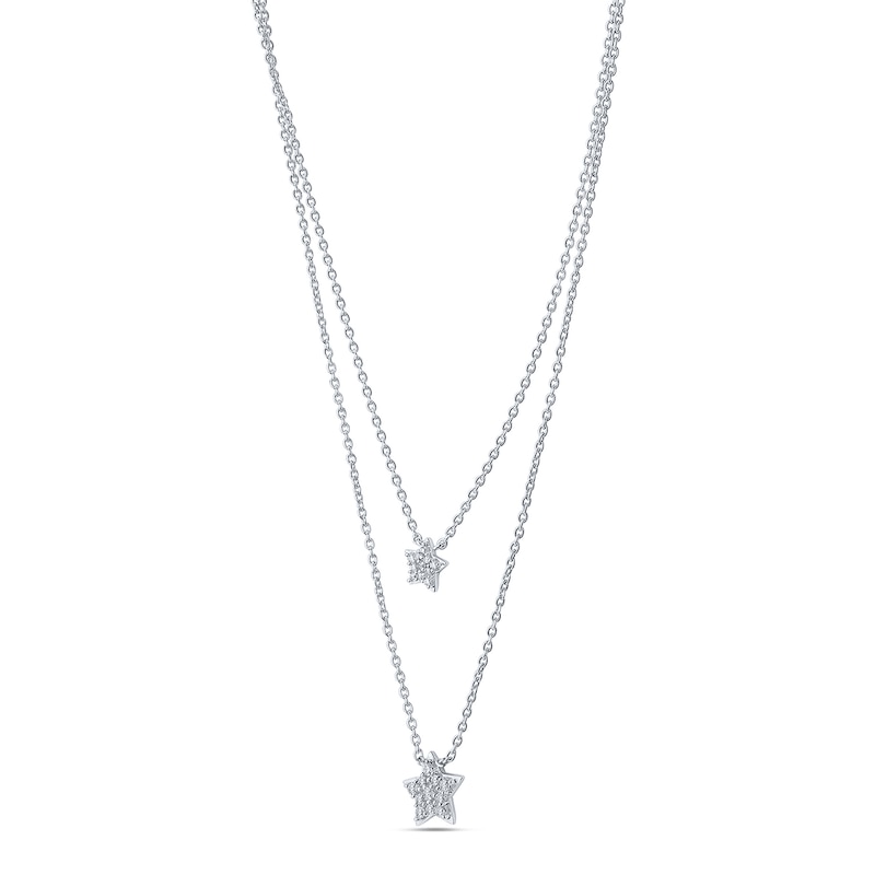 Main Image 2 of 1/5 CT. T.W. Diamond Stars Double Strand Necklace in Sterling Silver