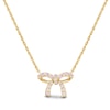 Thumbnail Image 1 of Pink Lab-Created Sapphire Bow Necklace in Sterling Silver with 14K Gold Plate