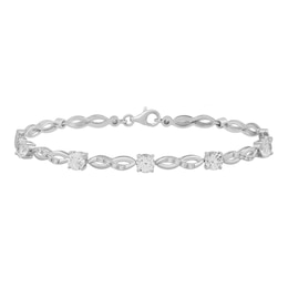 5.0mm White Lab-Created Sapphire Infinity Link Bracelet in Sterling Silver - 7.5&quot;