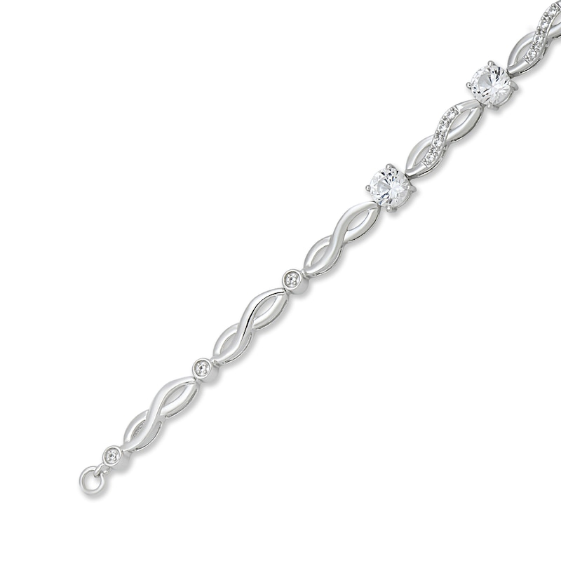 Main Image 3 of 5.0mm White Lab-Created Sapphire Infinity Link Bracelet in Sterling Silver - 7.5&quot;