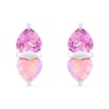 Thumbnail Image 1 of Heart-Shaped Pink Lab-Created Opal and Pink Lab-Created Sapphire Stud Earrings in Sterling Silver