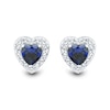 Thumbnail Image 3 of Heart-Shaped Blue and White Lab-Created Sapphire Stud and Hoop Three Pair Earrings Set in Sterling Silver