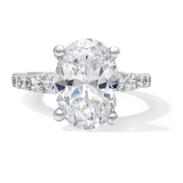 5-3/4 CT. T.W. Oval Certified Lab-Created Diamond Graduated Shank Engagement Ring in 14K White Gold (F/VS2)