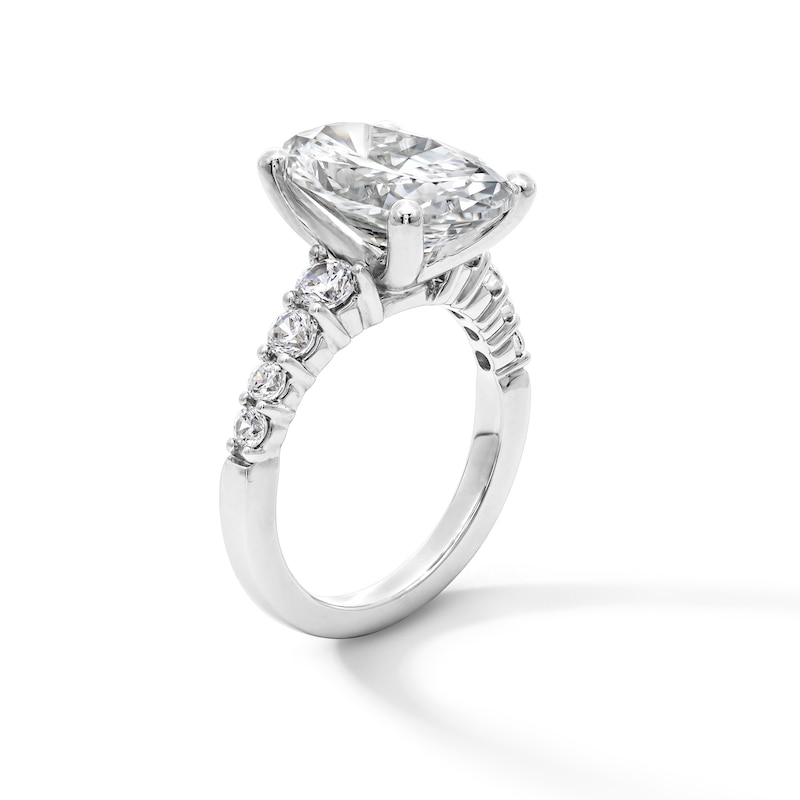 Main Image 2 of 5-3/4 CT. T.W. Oval Certified Lab-Created Diamond Graduated Shank Engagement Ring in 14K White Gold (F/VS2)