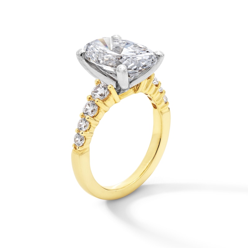 Main Image 2 of 5-3/4 CT. T.W. Oval Certified Lab-Created Diamond Graduated Shank Engagement Ring in 14K Gold (F/VS2)