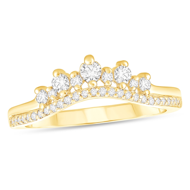 Main Image 1 of 1/3 CT. T.W. Diamond Crown Contour Band in 10K Gold