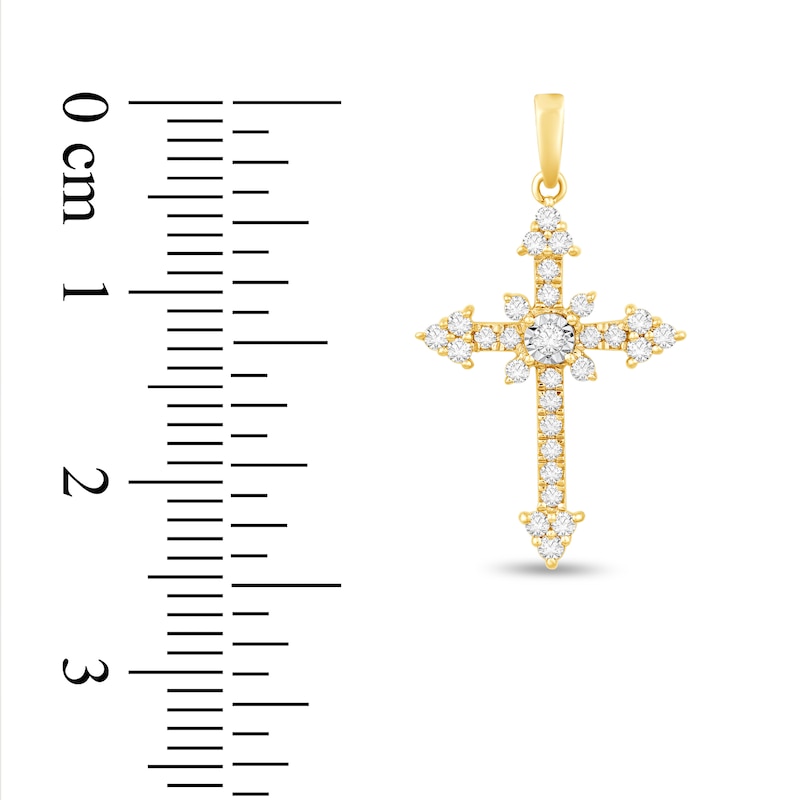 Main Image 2 of 1/5 CT. T.W. Diamond Tri-Ends Cross Pendant in 10K Gold