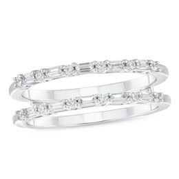 1/4 CT. T.W. Baguette and Round Diamond Solitaire Enhancer in 10K White Gold