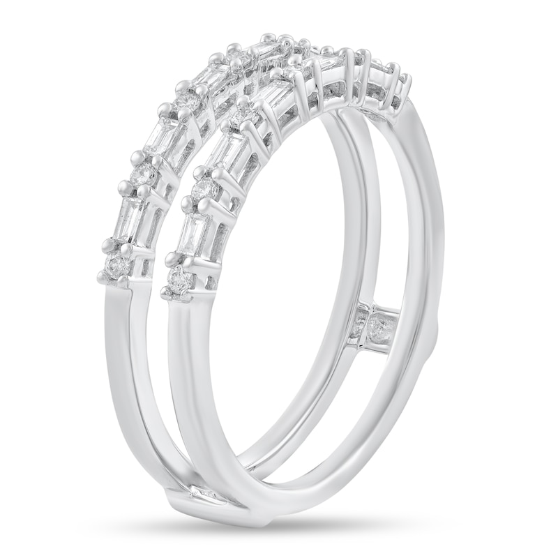 Main Image 2 of 1/4 CT. T.W. Baguette and Round Diamond Solitaire Enhancer in 10K White Gold