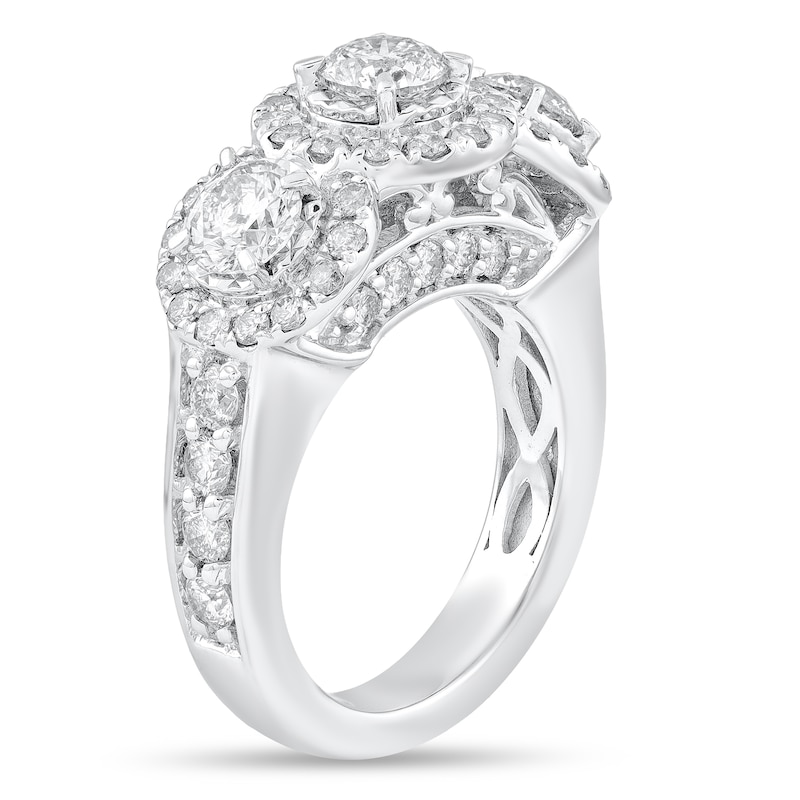 Main Image 2 of 1-7/8 CT. T.W. Diamond Frame Three Stone Engagement Ring in 14K White Gold