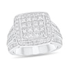 Thumbnail Image 1 of 1-7/8 CT. T.W. Princess-Cut Multi-Diamond Cushion Frame Triple Row Engagement Ring in 14K White Gold