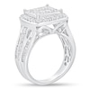 Thumbnail Image 2 of 1-7/8 CT. T.W. Princess-Cut Multi-Diamond Cushion Frame Triple Row Engagement Ring in 14K White Gold