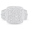 Thumbnail Image 3 of 1-7/8 CT. T.W. Princess-Cut Multi-Diamond Cushion Frame Triple Row Engagement Ring in 14K White Gold