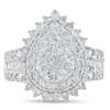 Thumbnail Image 3 of 2 CT. T.W. Pear-Shaped Multi-Diamond Double Starburst Frame Triple Row Engagement Ring in 14K White Gold