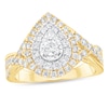 Thumbnail Image 1 of 1 CT. T.W. Diamond Double Teardrop Frame Twist Shank Engagement Ring in 10K Gold