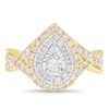 Thumbnail Image 3 of 1 CT. T.W. Diamond Double Teardrop Frame Twist Shank Engagement Ring in 10K Gold