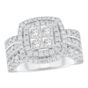 Thumbnail Image 1 of 2 CT. T.W. Quad Princess-Cut Diamond Double Cushion Frame Triple Row Engagement Ring in 14K White Gold