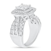 Thumbnail Image 2 of 2 CT. T.W. Quad Princess-Cut Diamond Double Cushion Frame Triple Row Engagement Ring in 14K White Gold