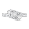 Thumbnail Image 3 of 3/8 CT. T.W. Diamond Three Stone Bypass Shank Engagement Ring in 10K White Gold