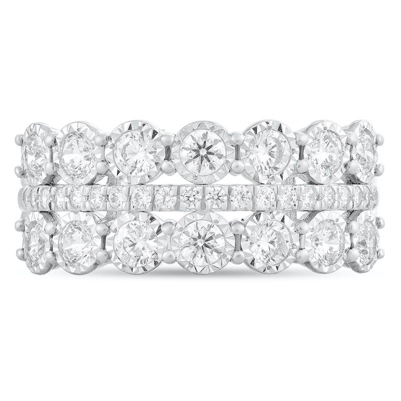 Main Image 3 of 1 CT. T.W. Diamond Triple Row Band in 10K White Gold