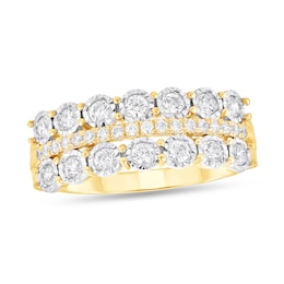 1/2 CT. T.W. Diamond Triple Row Band in 10K Gold