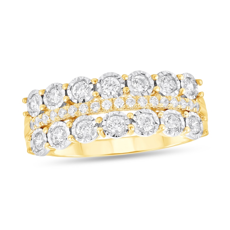 Main Image 1 of 1/2 CT. T.W. Diamond Triple Row Band in 10K Gold