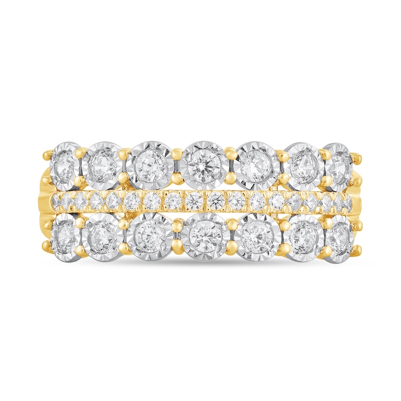 Main Image 3 of 1/2 CT. T.W. Diamond Triple Row Band in 10K Gold