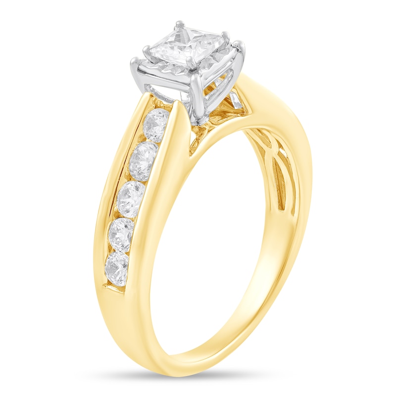 Main Image 2 of 1 CT. T.W. Princess-Cut Diamond Channel Shank Engagement Ring in 10K Gold