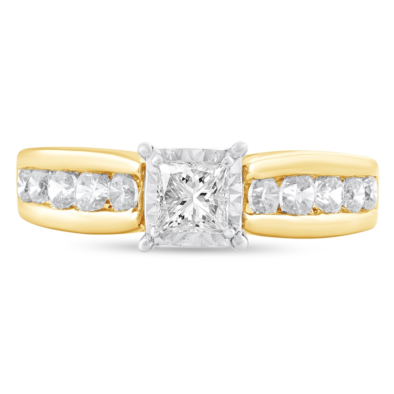 Main Image 3 of 1 CT. T.W. Princess-Cut Diamond Channel Shank Engagement Ring in 10K Gold