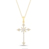 Thumbnail Image 1 of 1/5 CT. T.W. Baguette and Round Diamond Tri-Ends Cross Pendant in 10K Gold