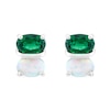 Thumbnail Image 1 of Oval Lab-Created Emerald and Lab-Created Opal Stacked Duo Stud Earrings in Sterling Silver