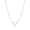 Thumbnail Image 1 of 6.0-6.5mm Freshwater Cultured Pearl Station Heart Necklace in Sterling Silver with 14K Gold Plate