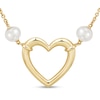 Thumbnail Image 2 of 6.0-6.5mm Freshwater Cultured Pearl Station Heart Necklace in Sterling Silver with 14K Gold Plate