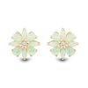 Thumbnail Image 1 of Lab-Created Opal and White Lab-Created Sapphire Flower Stud Earrings in Sterling Silver with 14K Gold Plate