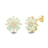 Thumbnail Image 2 of Lab-Created Opal and White Lab-Created Sapphire Flower Stud Earrings in Sterling Silver with 14K Gold Plate