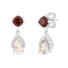 Thumbnail Image 2 of Pear-Shaped Morganite, Cushion-Cut Garnet and White Lab-Created Sapphire Drop Earrings in Sterling Silver