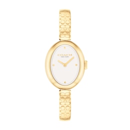 Ladies' Coach Sammy Gold-Tone IP Bangle Watch with Oval White Dial (Model: 14504528)