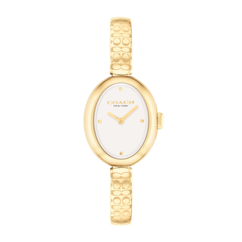 Main Image 1 of Ladies' Coach Sammy Gold-Tone IP Bangle Watch with Oval White Dial (Model: 14504528)