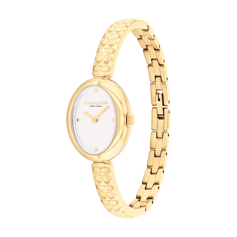 Main Image 2 of Ladies' Coach Sammy Gold-Tone IP Bangle Watch with Oval White Dial (Model: 14504528)