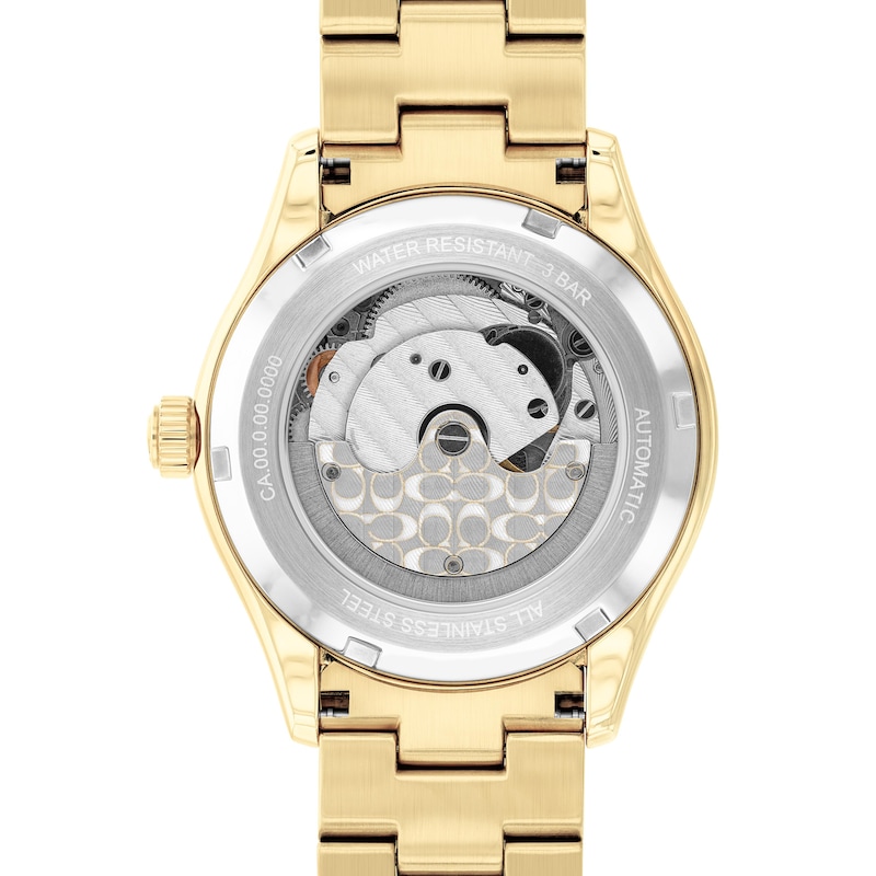 Main Image 3 of Ladies' Coach Brooks Multi-Color Crystal Gold-Tone IP Automatic Watch with Pink Dial (Model: 14504487)