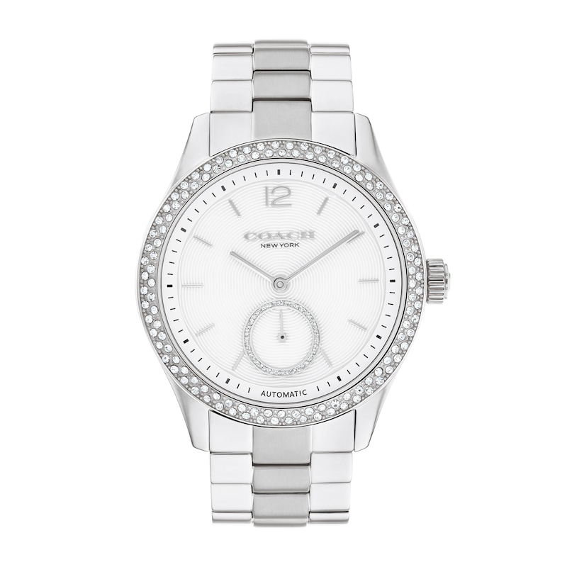 Main Image 1 of Ladies' Coach Brooks Crystal Accent Automatic Watch with Silver-Tone Dial (Model: 14504526)