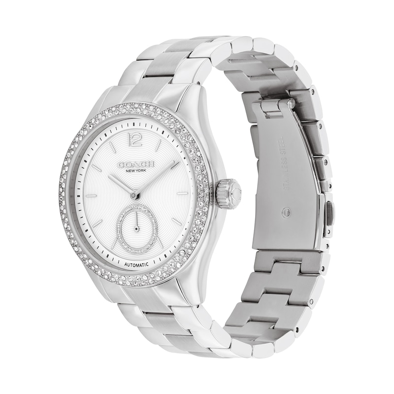 Main Image 2 of Ladies' Coach Brooks Crystal Accent Automatic Watch with Silver-Tone Dial (Model: 14504526)