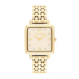 Ladies' Coach Cass Crystal Accent Gold-Tone IP Watch with Square Gold-Tone Dial (Model: 14504495)