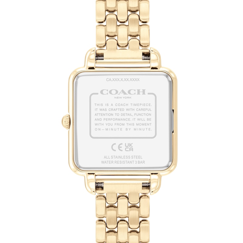 Main Image 3 of Ladies' Coach Cass Crystal Accent Gold-Tone IP Watch with Square Gold-Tone Dial (Model: 14504495)