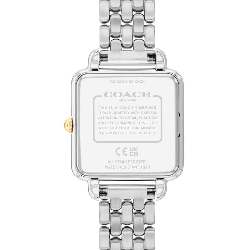 Main Image 3 of Ladies' Coach Cass Crystal Accent Two-Tone IP Watch with Square Black Dial (Model: 14504496)